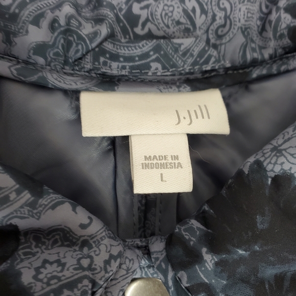 J.Jill Vest Jacket Size L Quilted Floral Paisley Blue Haze - Picture 10 of 12